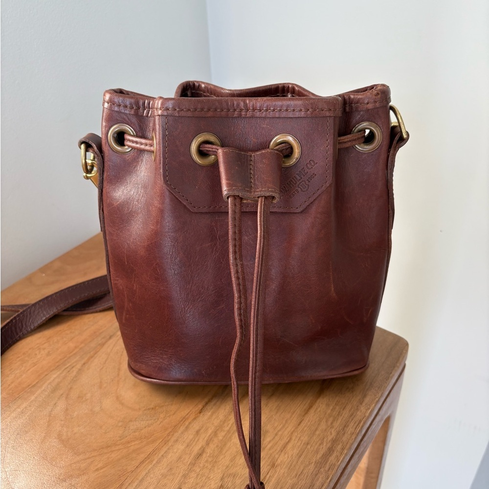 J.W. Hulme Co. Leather Drawstring Bucket Bag – Made in USA